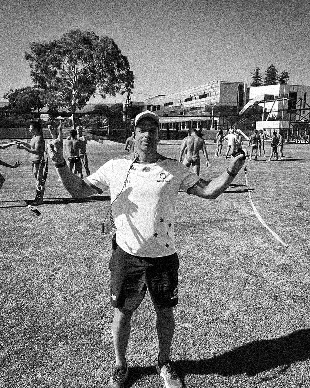 Marin Lazic coaching on a training field